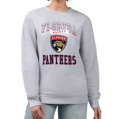 Florida Panthers G-III 4Her by Carl Banks Women's Team Logo Tri-Blend Fleece Pullover Sweatshirt - Heather Gray - NHL