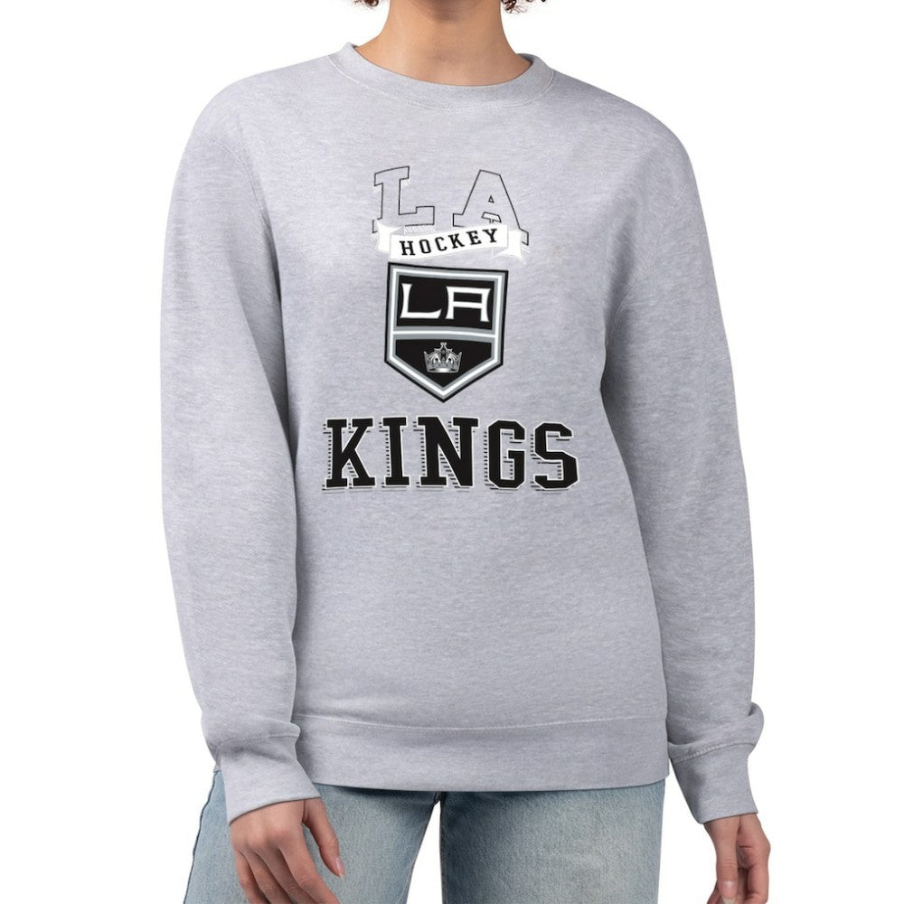 Los Angeles Kings G-III 4Her by Carl Banks Women's Team Logo Tri-Blend Fleece Pullover Sweatshirt - Heather Gray - NHL
