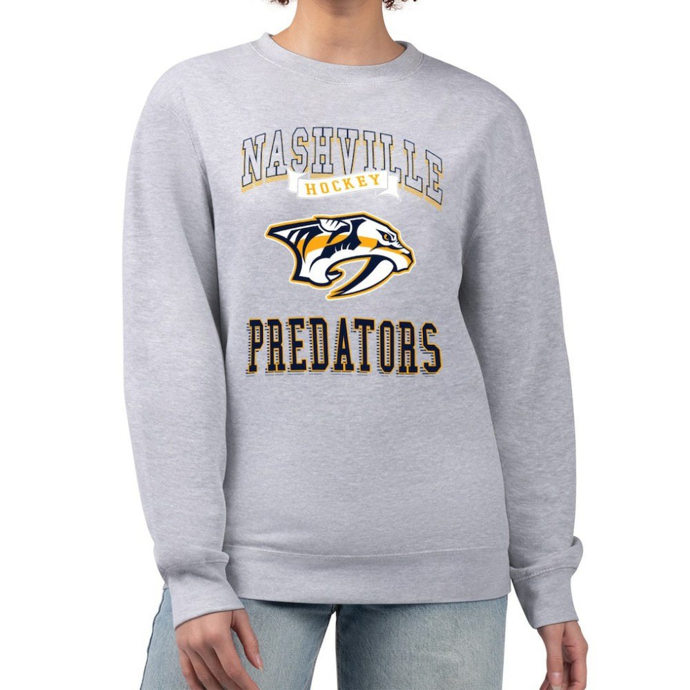 Nashville Predators G-III 4Her by Carl Banks Women's Team Logo Tri-Blend Fleece Pullover Sweatshirt - Heather Gray - NHL