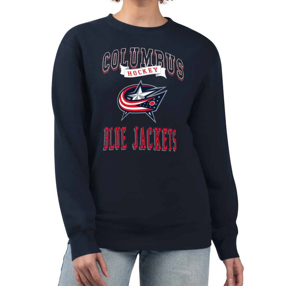 Columbus Blue Jackets G-III 4Her by Carl Banks Women's Team Logo Tri-Blend Fleece Pullover Sweatshirt - Navy - NHL