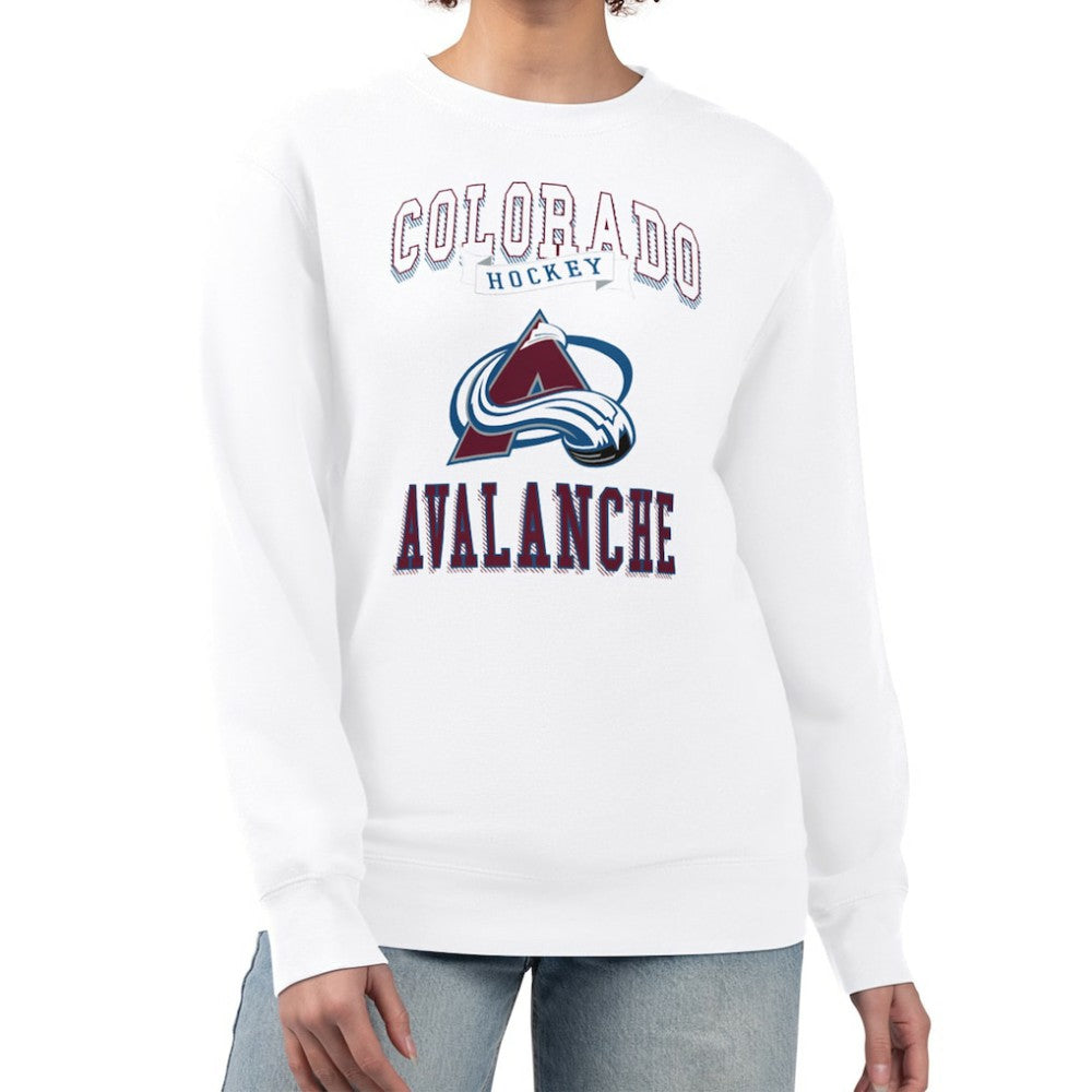 Colorado Avalanche G-III 4Her by Carl Banks Women's Team Logo Tri-Blend Fleece Pullover Sweatshirt - White - NHL