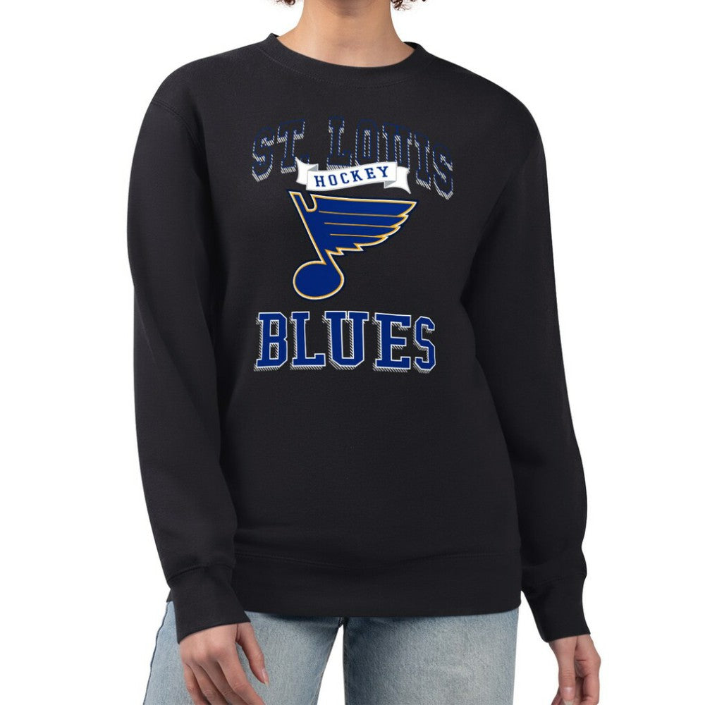 St. Louis Blues G-III 4Her by Carl Banks Women's Team Logo Tri-Blend Fleece Pullover Sweatshirt - Black - NHL