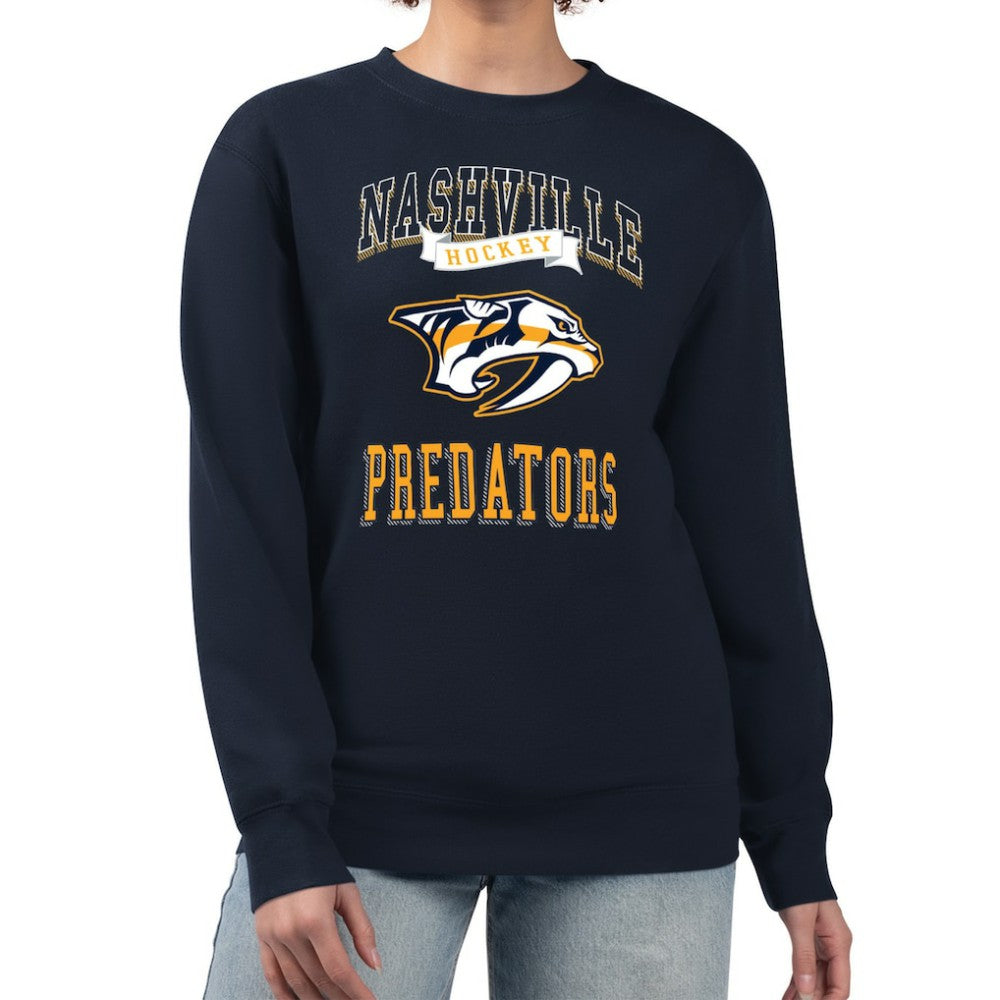 Nashville Predators G-III 4Her by Carl Banks Women's Team Logo Tri-Blend Fleece Pullover Sweatshirt - Navy - NHL