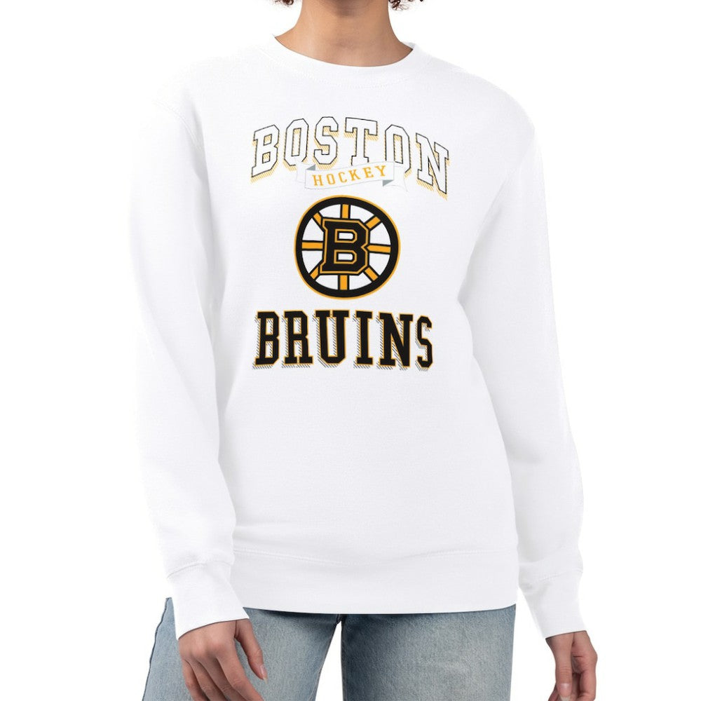 Boston Bruins G-III 4Her by Carl Banks Women's Team Logo Tri-Blend Fleece Pullover Sweatshirt - White - NHL