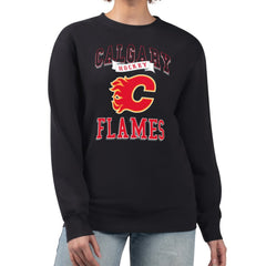 Calgary Flames G-III 4Her by Carl Banks Women's Team Logo Tri-Blend Fleece Pullover Sweatshirt - Black - NHL