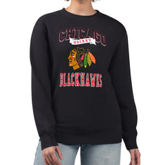 Chicago Blackhawks G-III 4Her by Carl Banks Women's Team Logo Tri-Blend Fleece Pullover Sweatshirt - Black - NHL