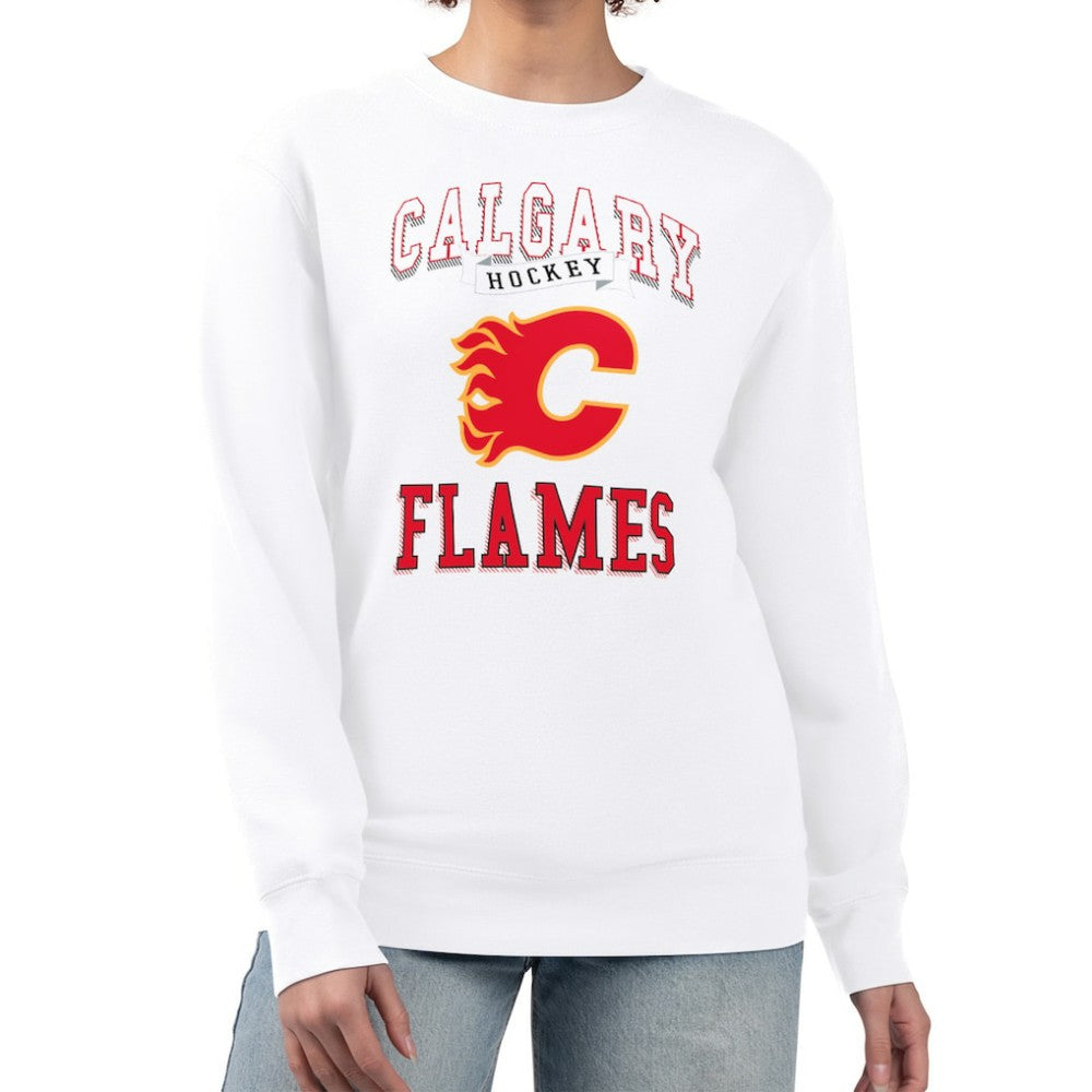 Calgary Flames G-III 4Her by Carl Banks Women's Team Logo Tri-Blend Fleece Pullover Sweatshirt - White - NHL