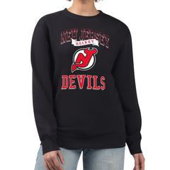 New Jersey Devils G-III 4Her by Carl Banks Women's Team Logo Tri-Blend Fleece Pullover Sweatshirt - Black - NHL