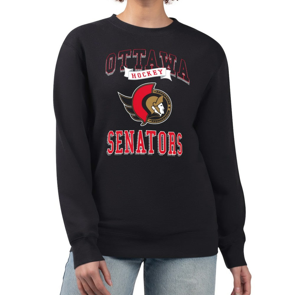 Ottawa Senators G-III 4Her by Carl Banks Women's Team Logo Tri-Blend Fleece Pullover Sweatshirt - Black - NHL