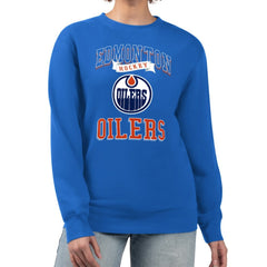 Edmonton Oilers G-III 4Her by Carl Banks Women's Team Logo Tri-Blend Fleece Pullover Sweatshirt - Royal - NHL