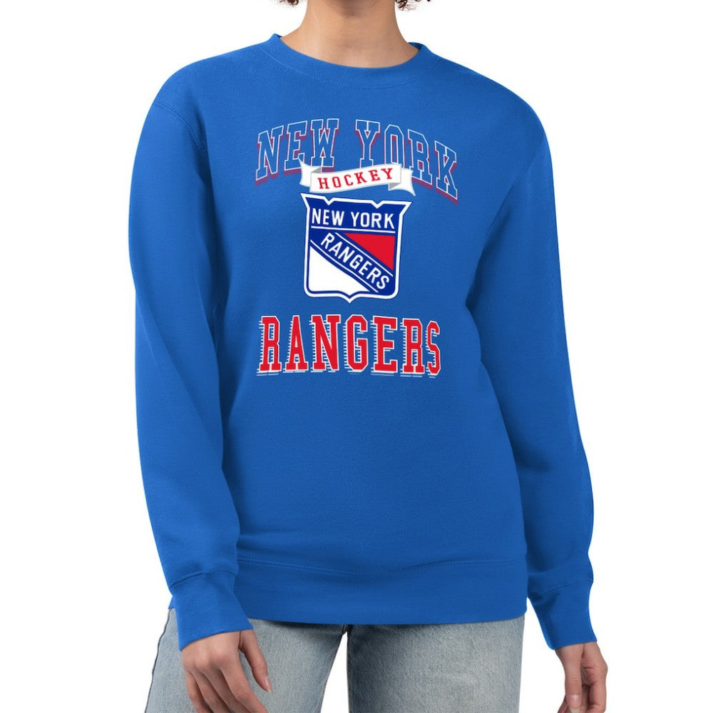 New York Rangers G-III 4Her by Carl Banks Women's Team Logo Tri-Blend Fleece Pullover Sweatshirt - Blue - NHL