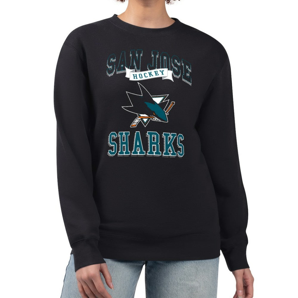 San Jose Sharks G-III 4Her by Carl Banks Women's Team Logo Tri-Blend Fleece Pullover Sweatshirt - Black - NHL