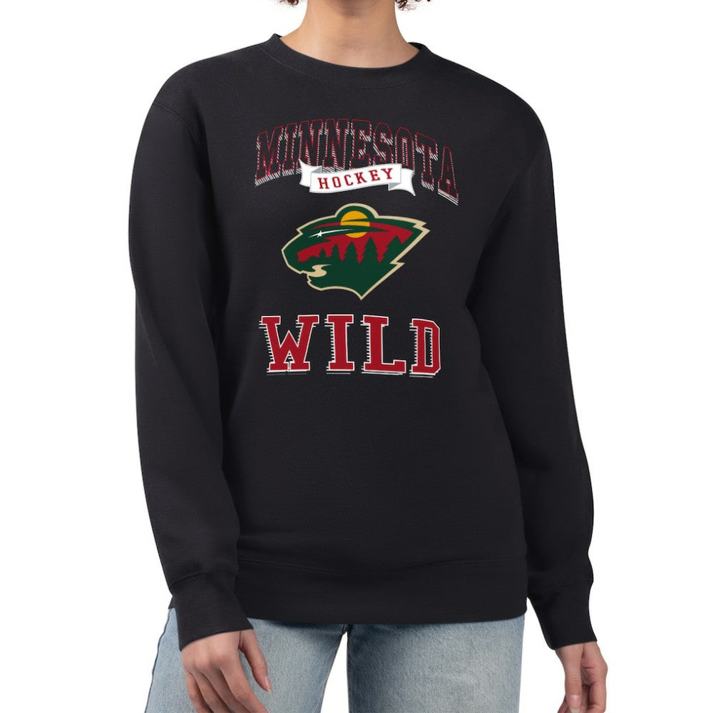 Minnesota Wild G-III 4Her by Carl Banks Women's Team Logo Tri-Blend Fleece Pullover Sweatshirt - Black - NHL