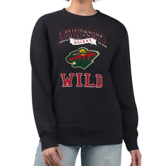 Minnesota Wild G-III 4Her by Carl Banks Women's Team Logo Tri-Blend Fleece Pullover Sweatshirt - Black - NHL