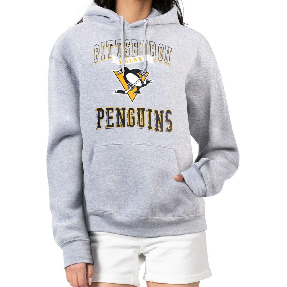 Pittsburgh Penguins G-III 4Her by Carl Banks Women's Team Logo Tri-Blend Fleece Pullover Hoodie - Heather Gray - NHL
