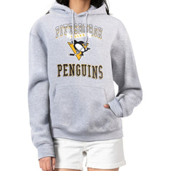 Pittsburgh Penguins G-III 4Her by Carl Banks Women's Team Logo Tri-Blend Fleece Pullover Hoodie - Heather Gray - NHL