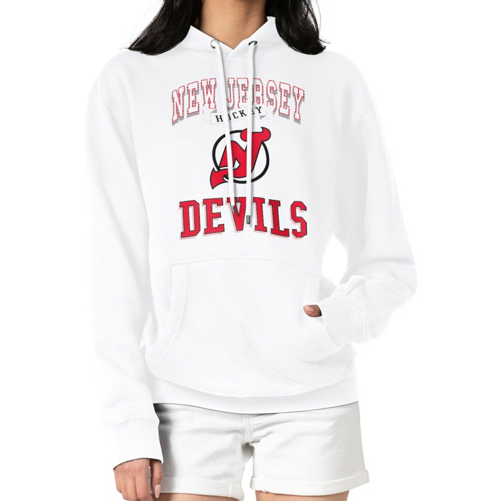 New Jersey Devils G-III 4Her by Carl Banks Women's Team Logo Tri-Blend Fleece Pullover Hoodie - White - NHL