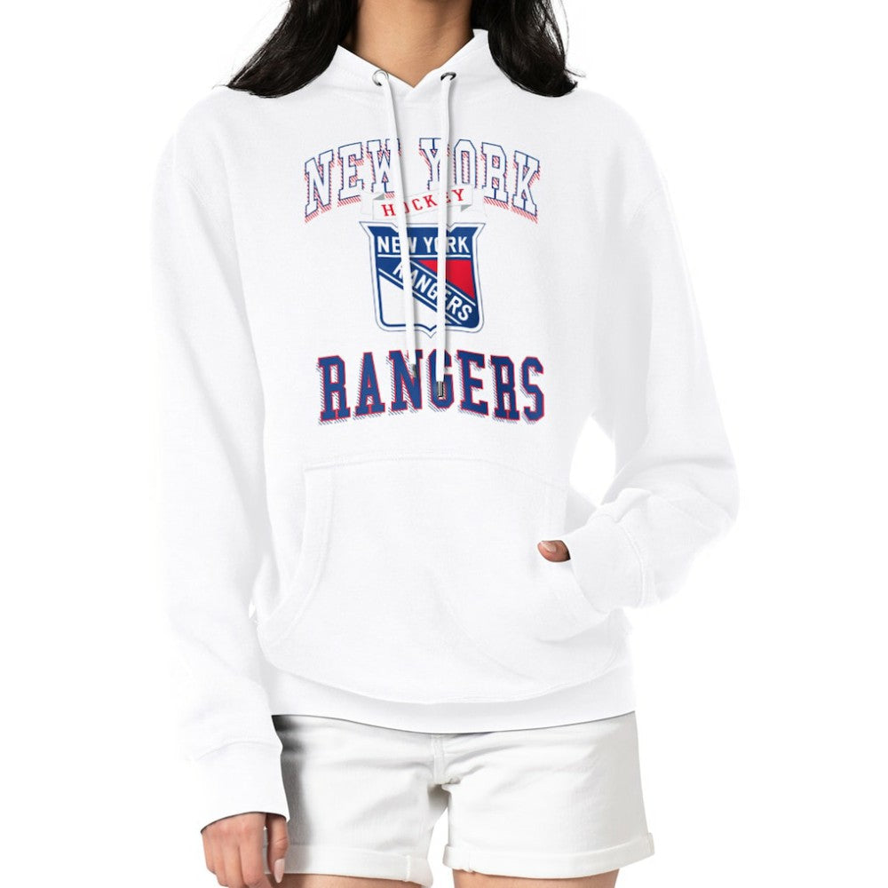 New York Rangers G-III 4Her by Carl Banks Women's Team Logo Tri-Blend Fleece Pullover Hoodie - White - NHL