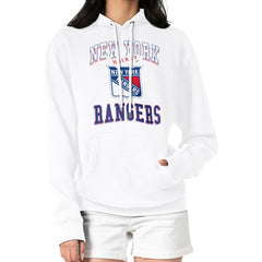 New York Rangers G-III 4Her by Carl Banks Women's Team Logo Tri-Blend Fleece Pullover Hoodie - White - NHL