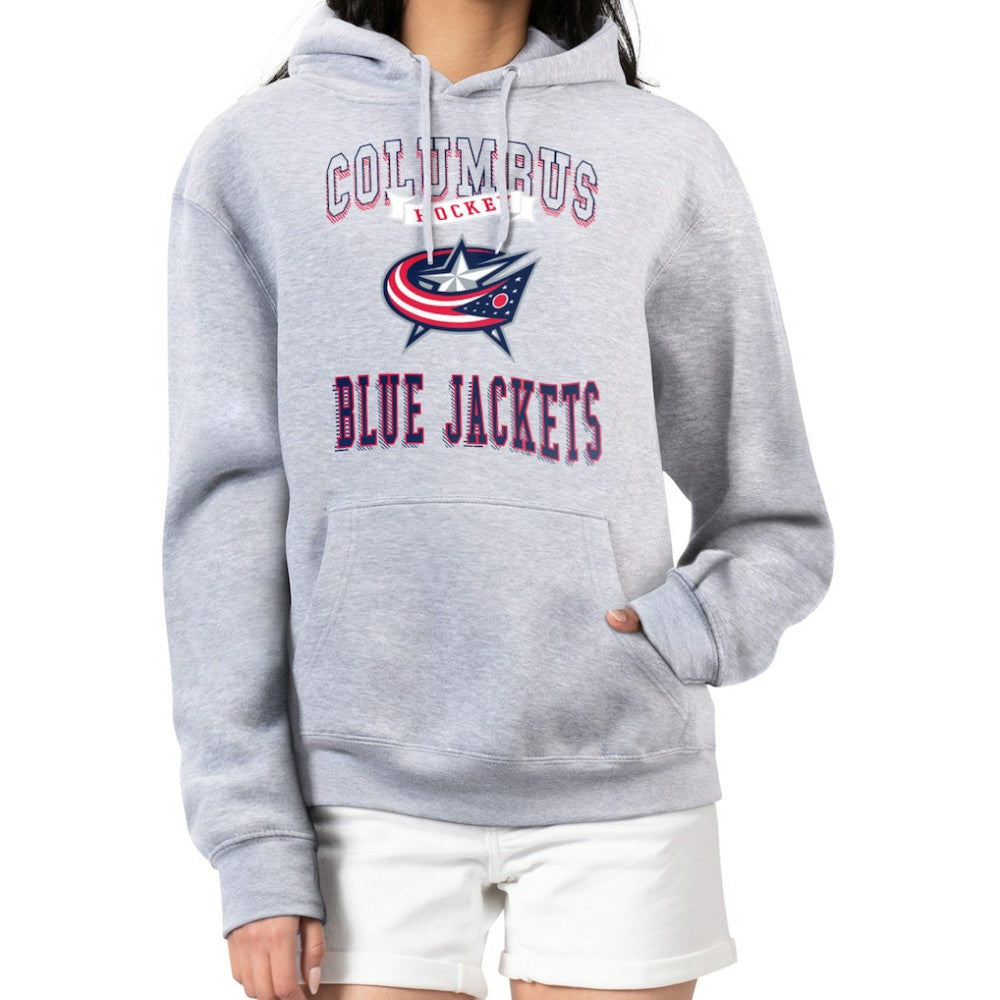 Columbus Blue Jackets G-III 4Her by Carl Banks Women's Team Logo Tri-Blend Fleece Pullover Hoodie - Heather Gray - NHL