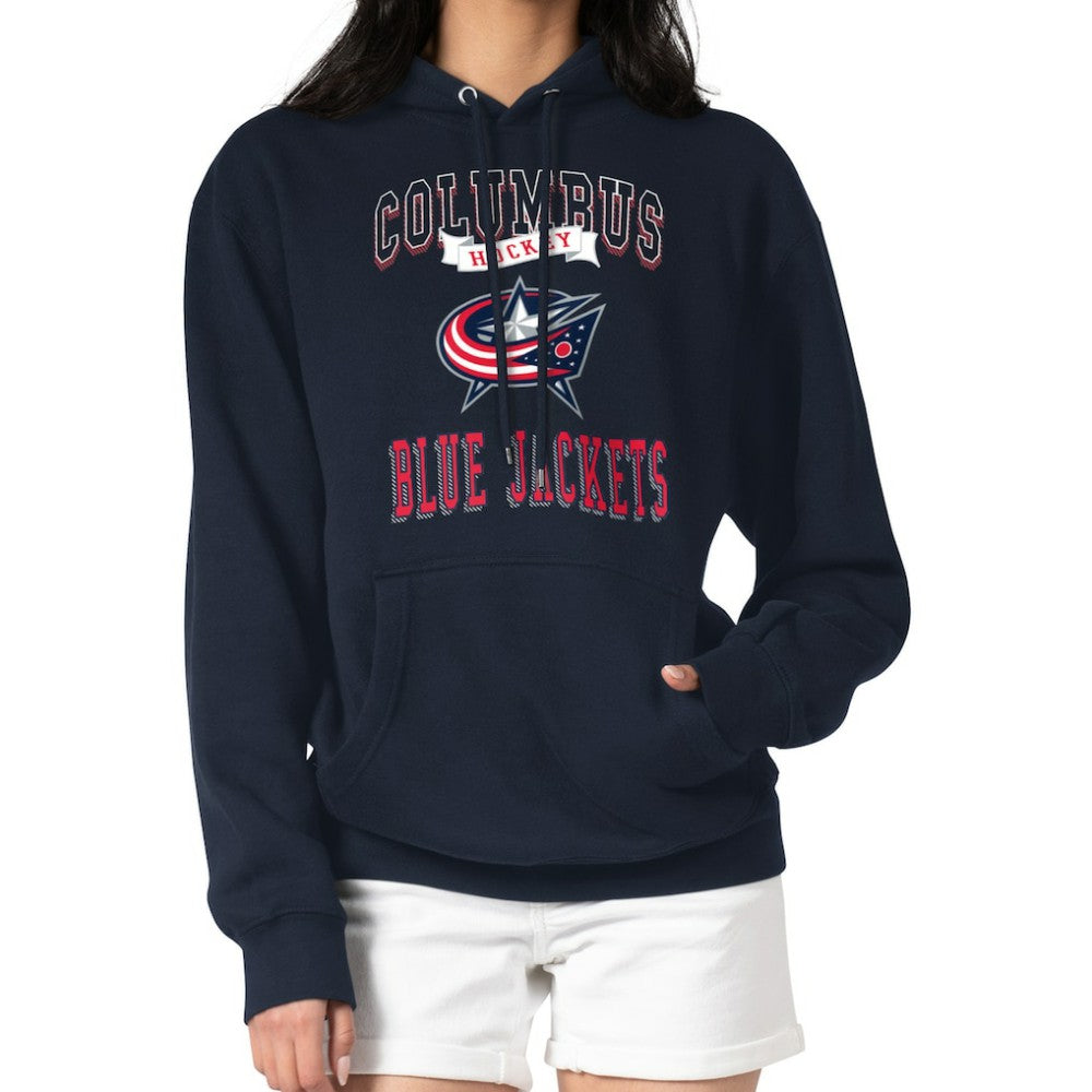 Columbus Blue Jackets G-III 4Her by Carl Banks Women's Team Logo Tri-Blend Fleece Pullover Hoodie - Navy - NHL