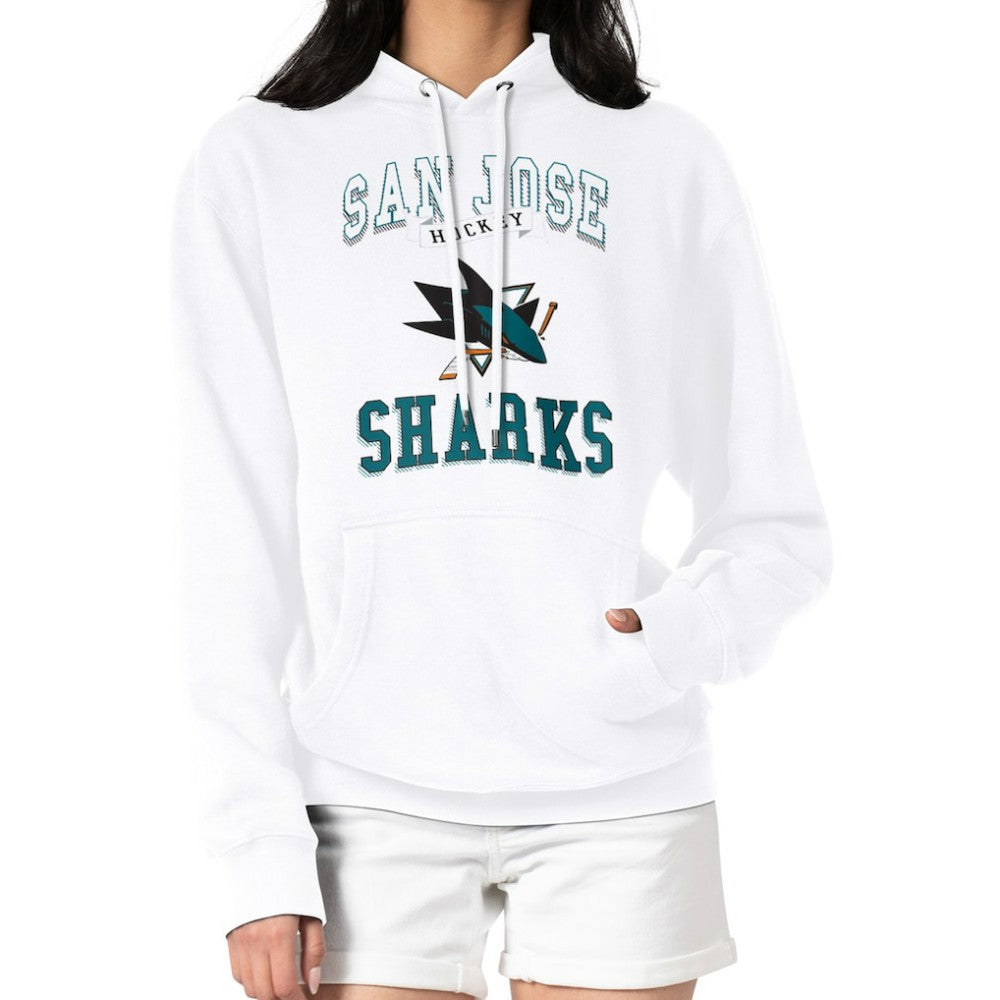 San Jose Sharks G-III 4Her by Carl Banks Women's Team Logo Tri-Blend Fleece Pullover Hoodie - White - NHL