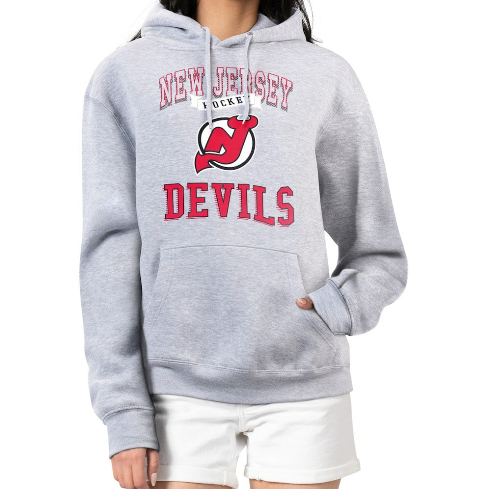 New Jersey Devils G-III 4Her by Carl Banks Women's Team Logo Tri-Blend Fleece Pullover Hoodie - Heather Gray - NHL