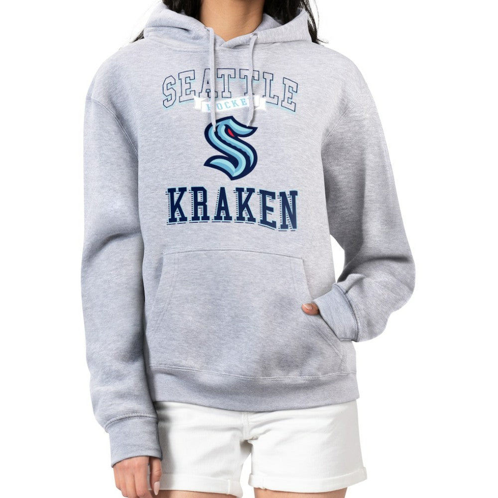 Seattle Kraken G-III 4Her by Carl Banks Women's Team Logo Tri-Blend Fleece Pullover Hoodie - Heather Gray - NHL