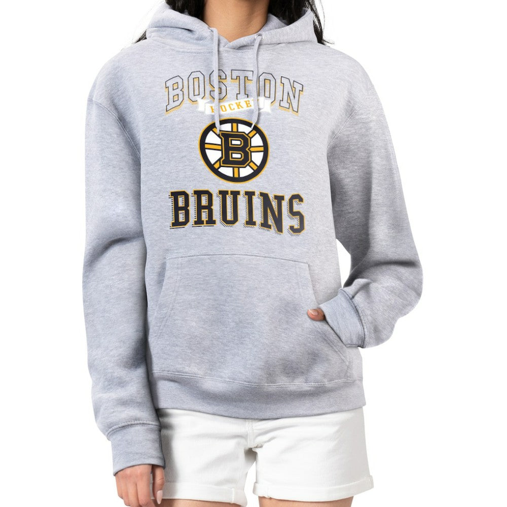 Boston Bruins G-III 4Her by Carl Banks Women's Team Logo Tri-Blend Fleece Pullover Hoodie - Heather Gray - NHL
