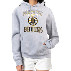 Boston Bruins G-III 4Her by Carl Banks Women's Team Logo Tri-Blend Fleece Pullover Hoodie - Heather Gray - NHL