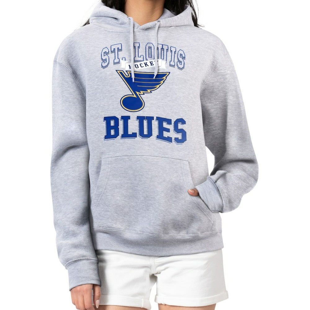 St. Louis Blues G-III 4Her by Carl Banks Women's Team Logo Tri-Blend Fleece Pullover Hoodie - Heather Gray - NHL