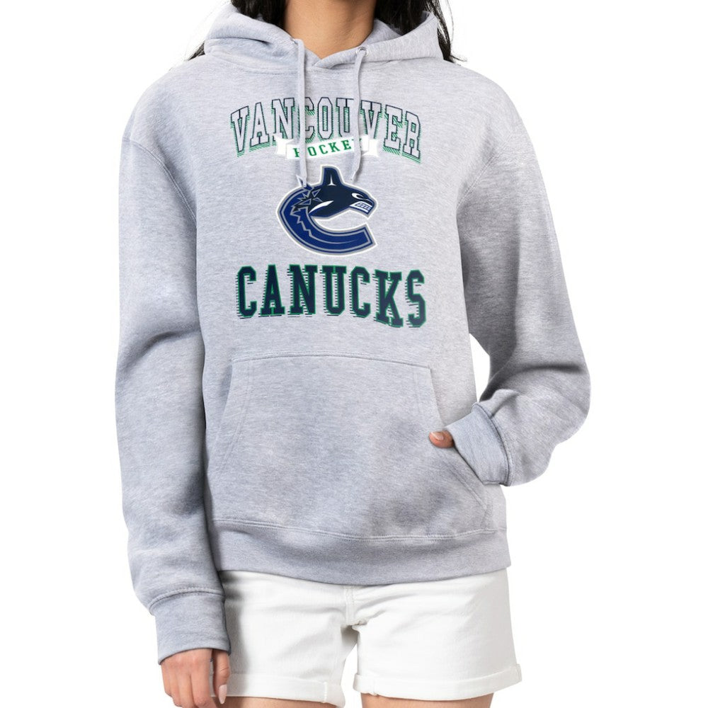 Vancouver Canucks G-III 4Her by Carl Banks Women's Team Logo Tri-Blend Fleece Pullover Hoodie - Heather Gray - NHL