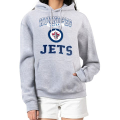 Winnipeg Jets G-III 4Her by Carl Banks Women's Team Logo Tri-Blend Fleece Pullover Hoodie - Heather Gray - NHL