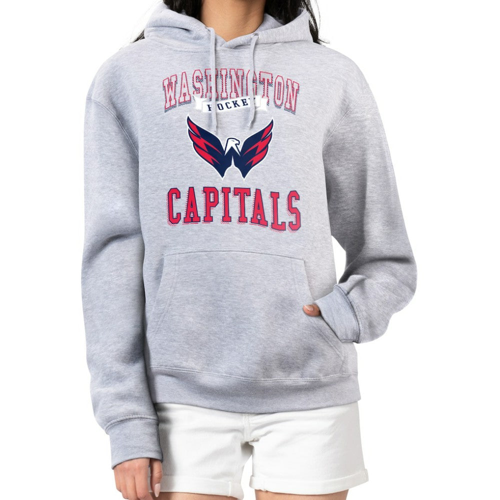 Washington Capitals G-III 4Her by Carl Banks Women's Team Logo Tri-Blend Fleece Pullover Hoodie - Heather Gray - NHL
