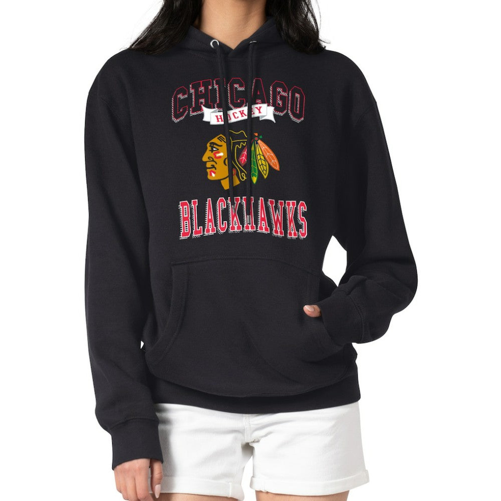 Chicago Blackhawks G-III 4Her by Carl Banks Women's Team Logo Tri-Blend Fleece Pullover Hoodie - Black - NHL