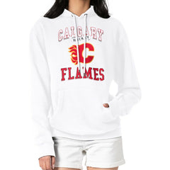 Calgary Flames G-III 4Her by Carl Banks Women's Team Logo Tri-Blend Fleece Pullover Hoodie - White - NHL