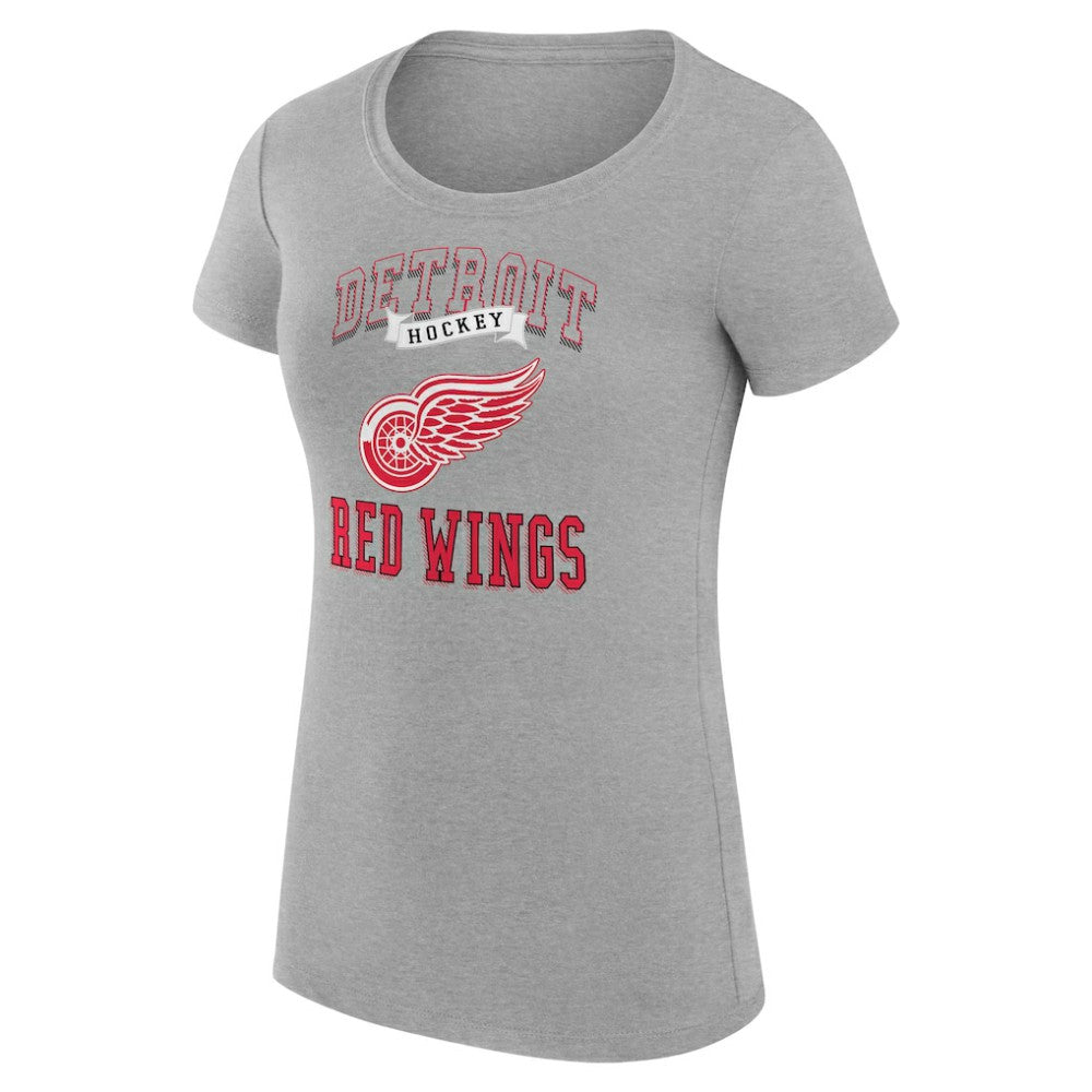 Detroit Red Wings G-III 4Her by Carl Banks Women's Super-Slim Fit Lightweight Team Logo Graphic T-Shirt - Heather Gray - NHL