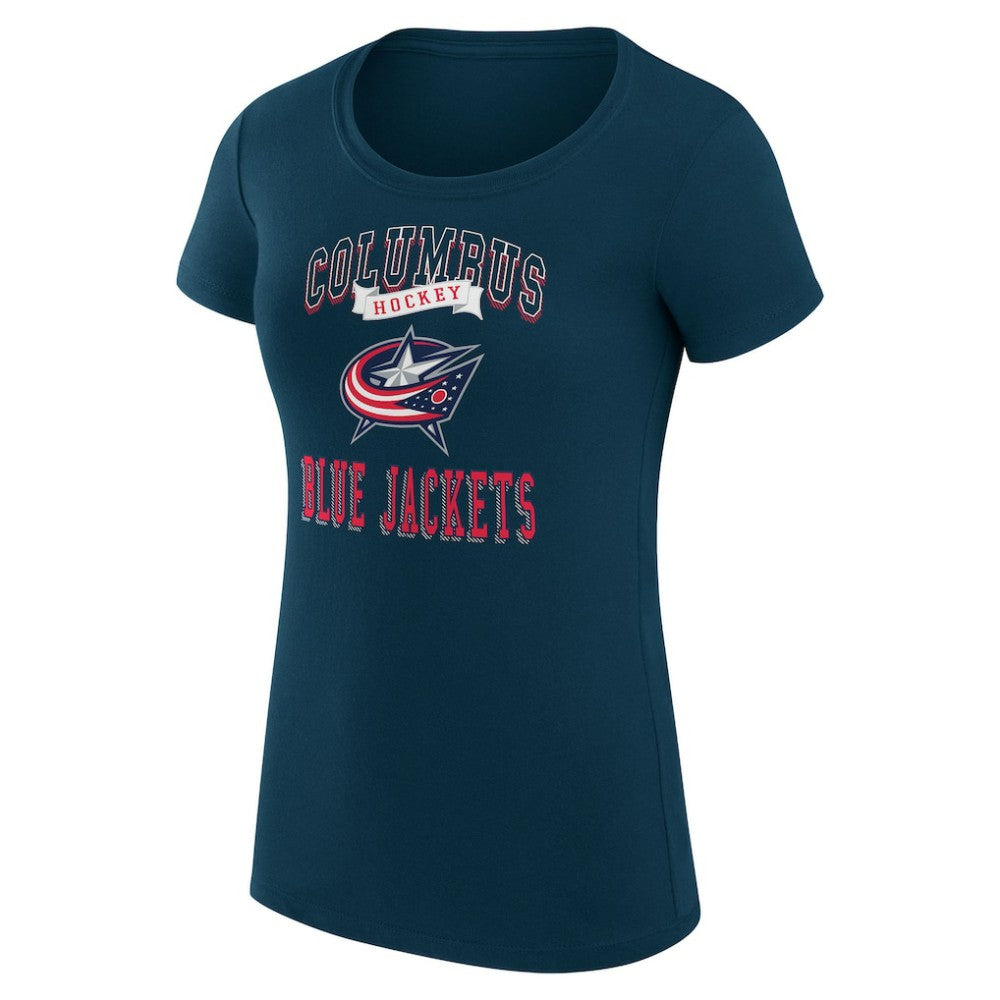 Columbus Blue Jackets G-III 4Her by Carl Banks Women's Super-Slim Fit Lightweight Team Logo Graphic T-Shirt - Navy - NHL