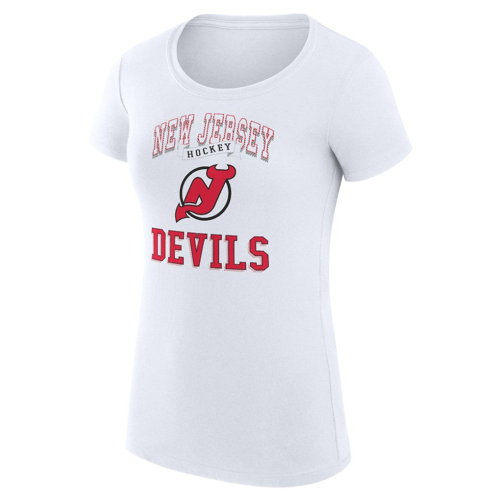 New Jersey Devils G-III 4Her by Carl Banks Women's Super-Slim Fit Lightweight Team Logo Graphic T-Shirt - White - NHL
