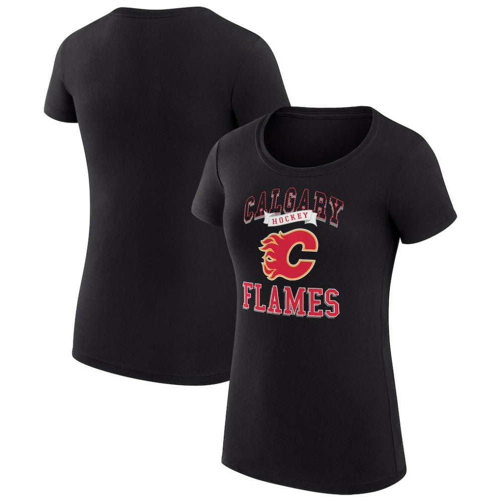 Calgary Flames G-III 4Her by Carl Banks Women's Super-Slim Fit Lightweight Team Logo Graphic T-Shirt - Black - NHL