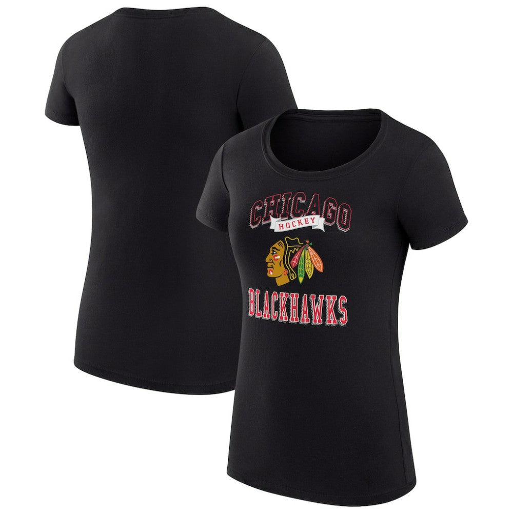 Chicago Blackhawks G-III 4Her by Carl Banks Women's Super-Slim Fit Lightweight Team Logo Graphic T-Shirt - Black - NHL