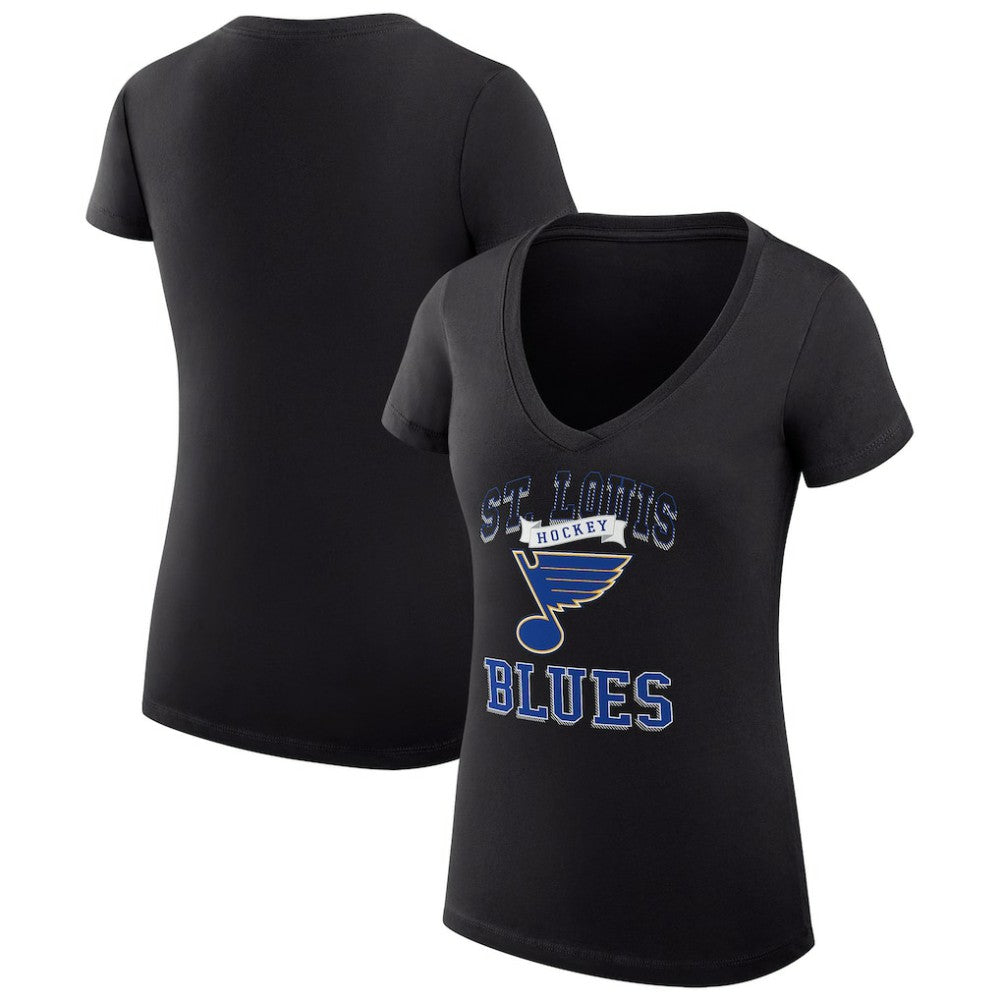 St. Louis Blues G-III 4Her by Carl Banks Women's Super-Slim Fit Lightweight Team Logo Graphic V-Neck T-Shirt - Black - NHL