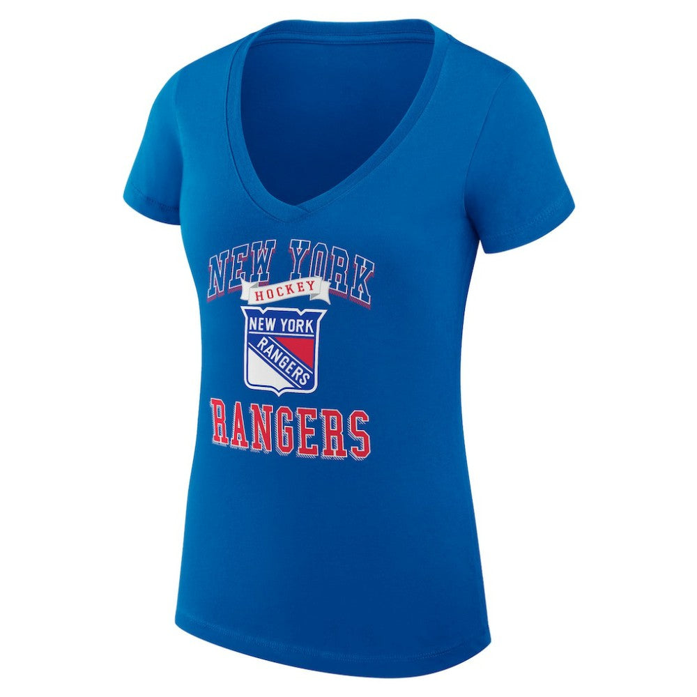 New York Rangers G-III 4Her by Carl Banks Women's Super-Slim Fit Lightweight Team Logo Graphic V-Neck T-Shirt - Blue - NHL