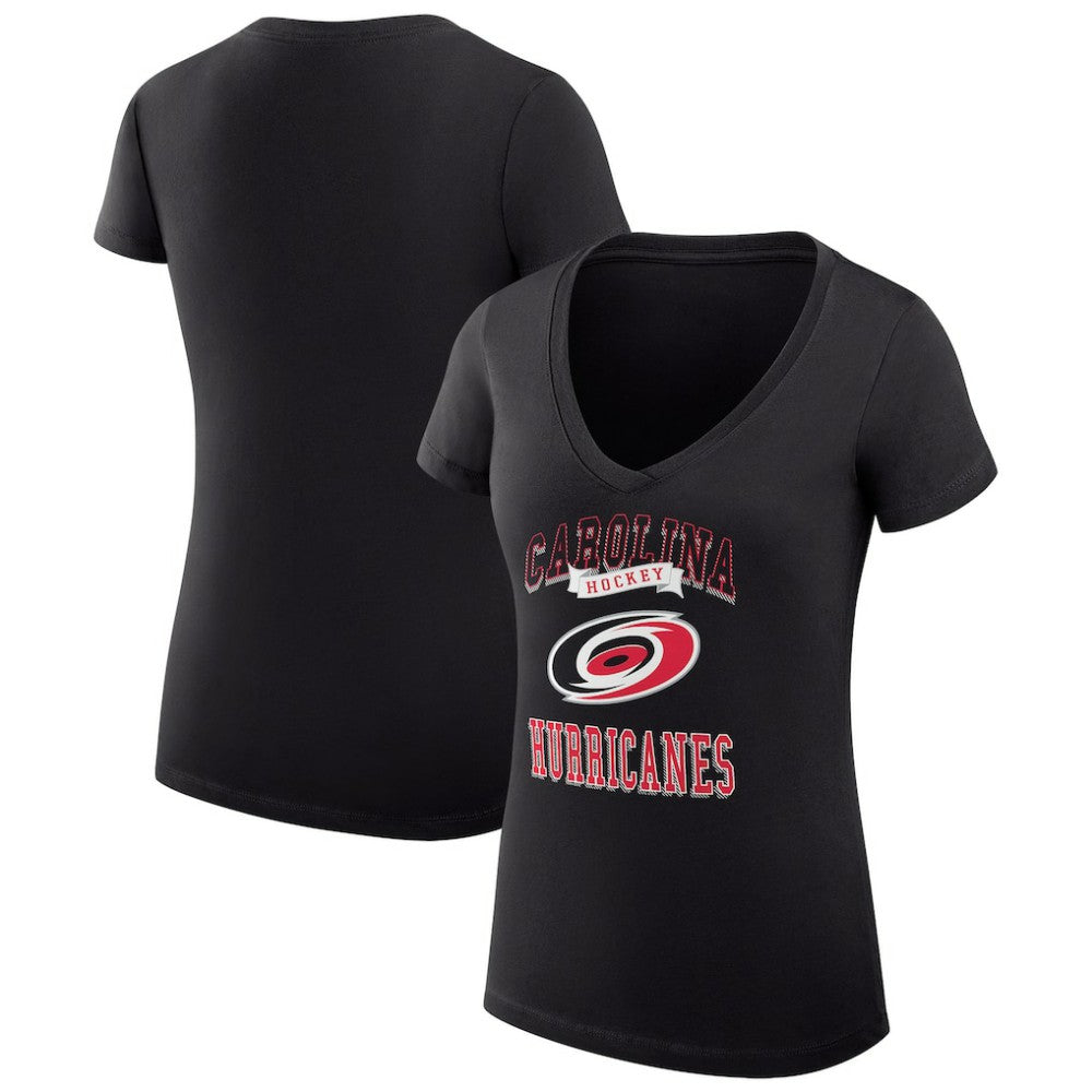 Carolina Hurricanes G-III 4Her by Carl Banks Women's Super-Slim Fit Lightweight Team Logo Graphic V-Neck T-Shirt - Black - NHL