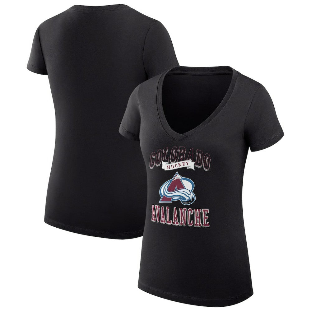 Colorado Avalanche G-III 4Her by Carl Banks Women's Super-Slim Fit Lightweight Team Logo Graphic V-Neck T-Shirt - Black - NHL
