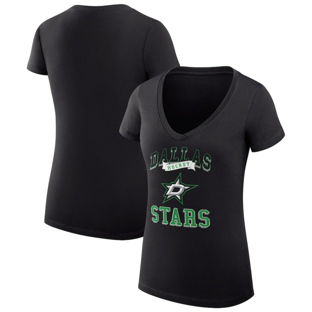 Dallas Stars G-III 4Her by Carl Banks Women's Super-Slim Fit Lightweight Team Logo Graphic V-Neck T-Shirt - Black - NHL