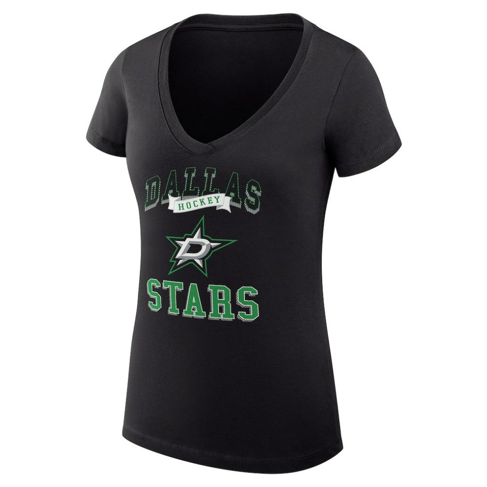 Dallas Stars G-III 4Her by Carl Banks Women's Super-Slim Fit Lightweight Team Logo Graphic V-Neck T-Shirt - Black - NHL