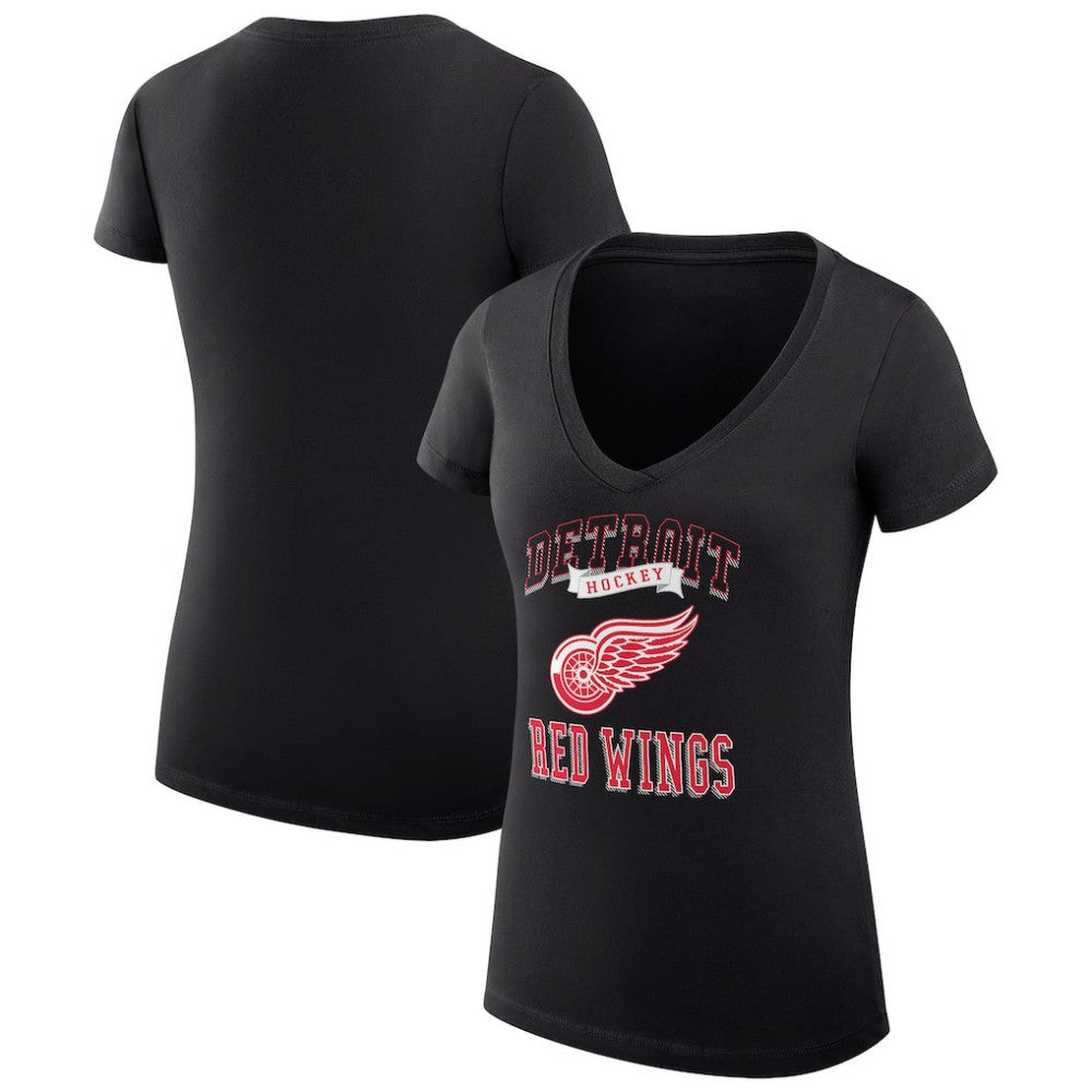 Detroit Red Wings G-III 4Her by Carl Banks Women's Super-Slim Fit Lightweight Team Logo Graphic V-Neck T-Shirt - Black - NHL