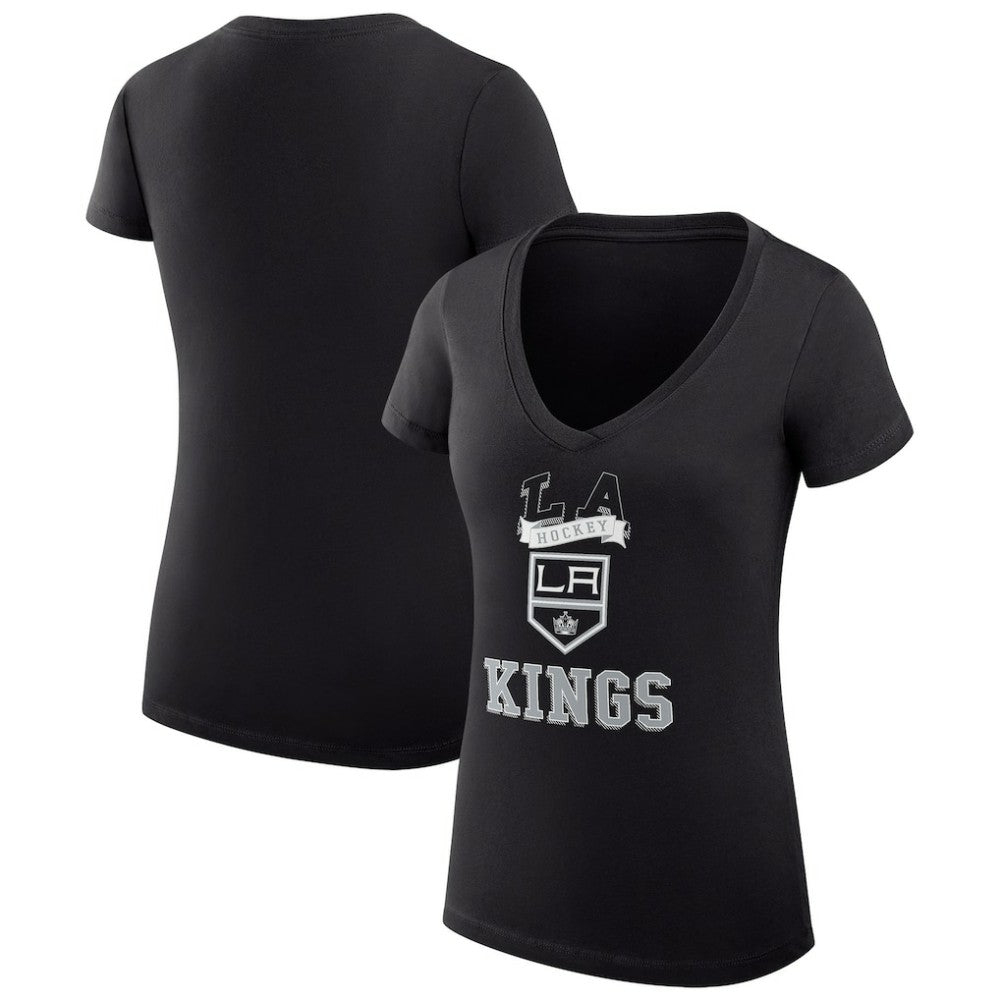 Los Angeles Kings G-III 4Her by Carl Banks Women's Super-Slim Fit Lightweight Team Logo Graphic V-Neck T-Shirt - Black - NHL