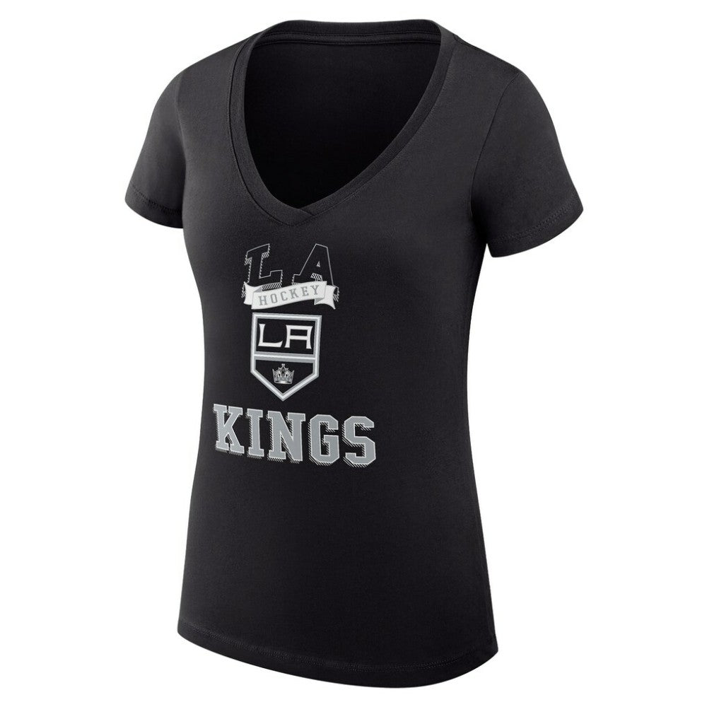 Los Angeles Kings G-III 4Her by Carl Banks Women's Super-Slim Fit Lightweight Team Logo Graphic V-Neck T-Shirt - Black - NHL